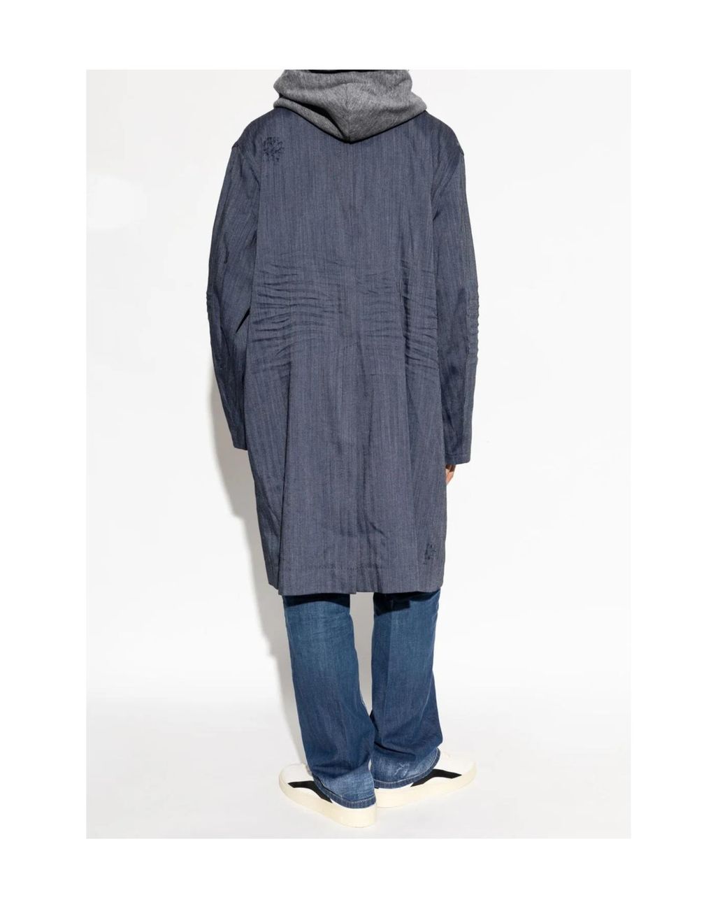 DSquared² Blue Hooded Logo-Patch Coat for men