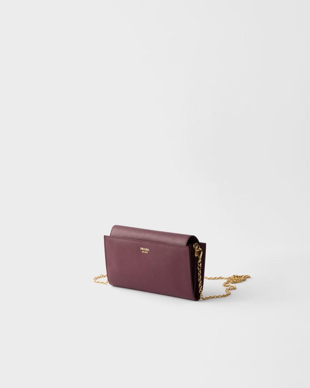 Prada Purple Saffiano Leather Wallet With Shoulder Strap
