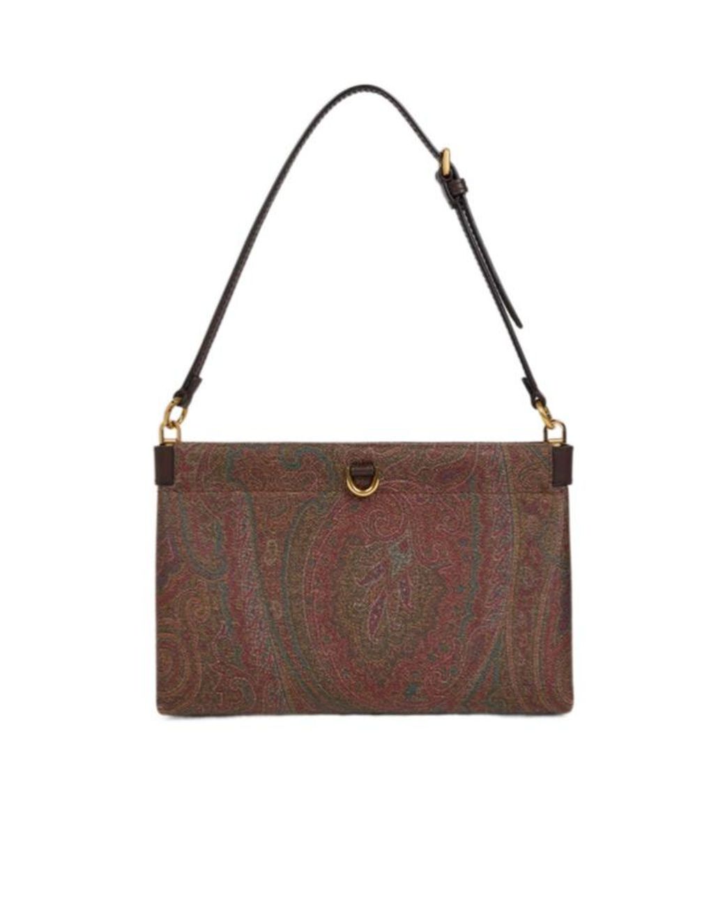 Etro Brown Mini Arnica Paisley Jacquard Clutch Bag
