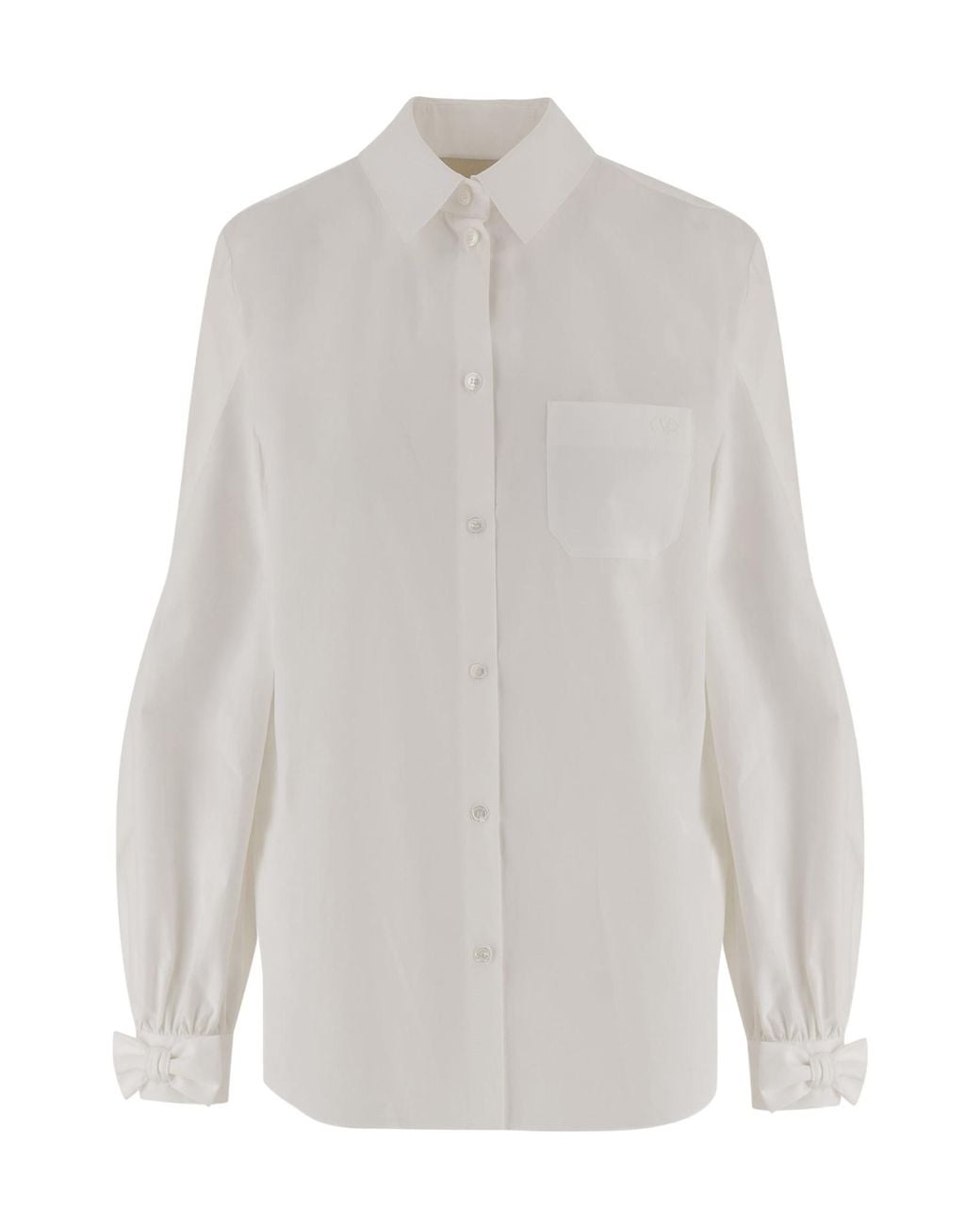 Valentino White Bow-Detail Long-Sleeve Shirt