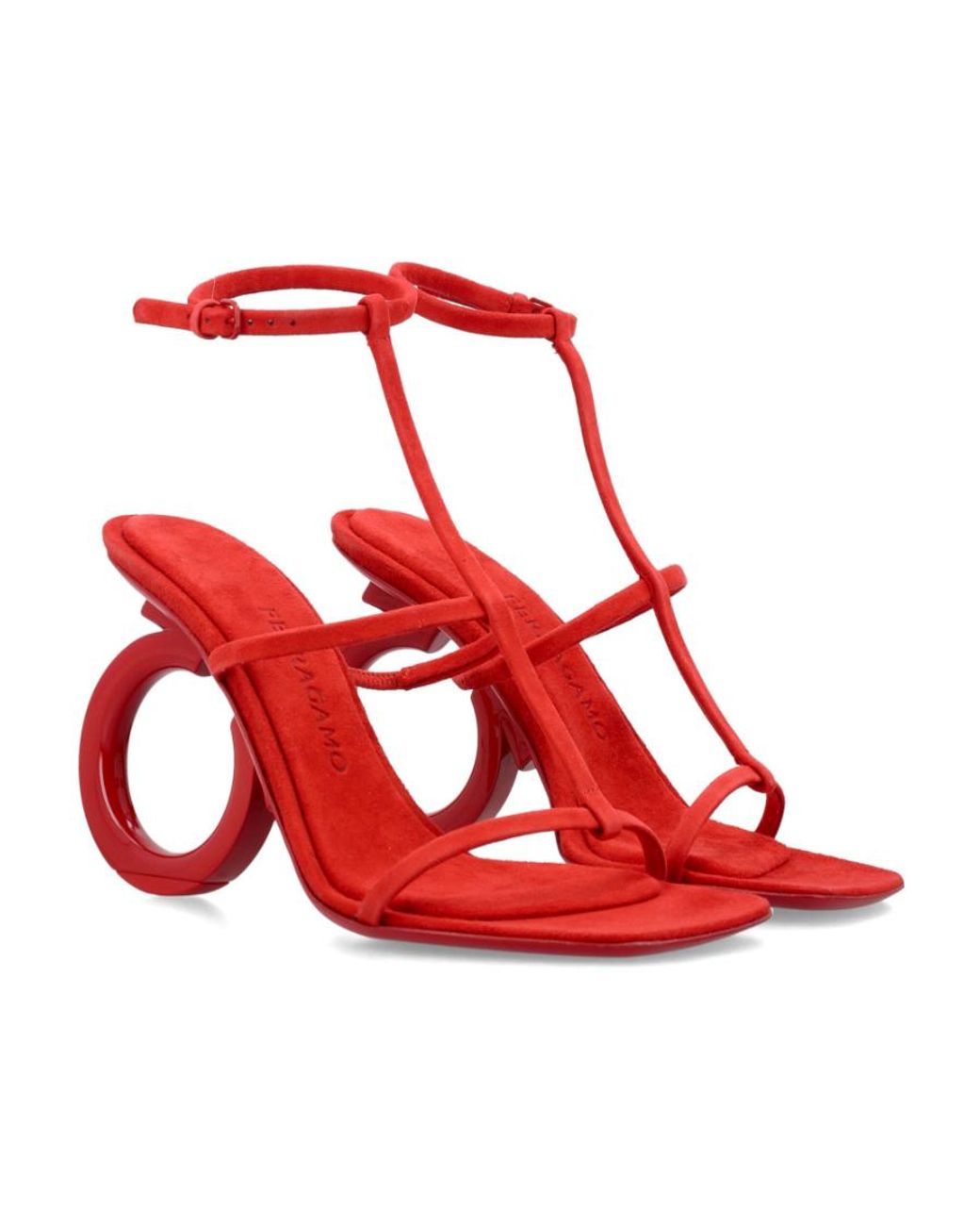 Ferragamo Red Ferragamo Elina Square-Toe Sandals