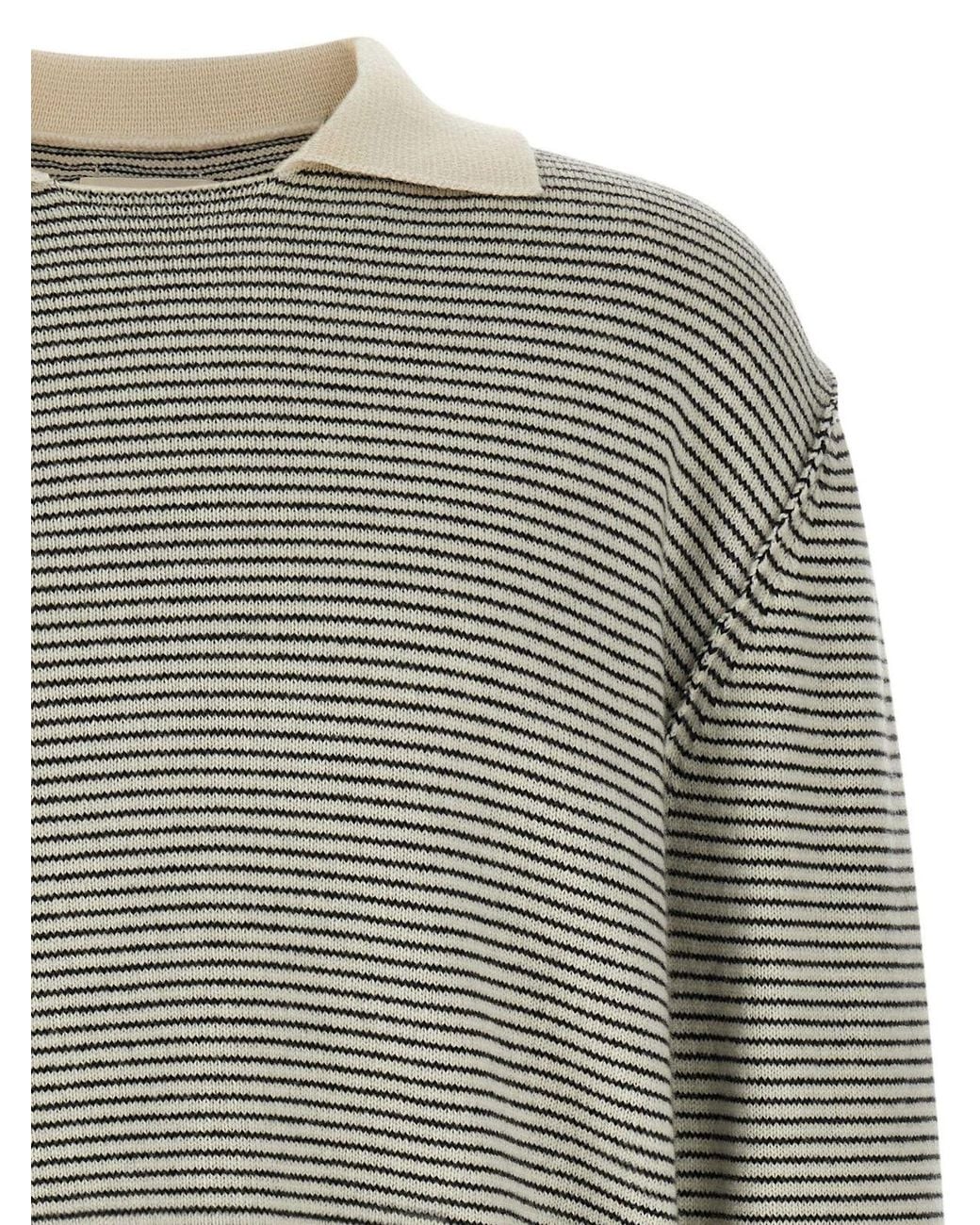 mfpen Gray Charming Striped Polo Sweater for men