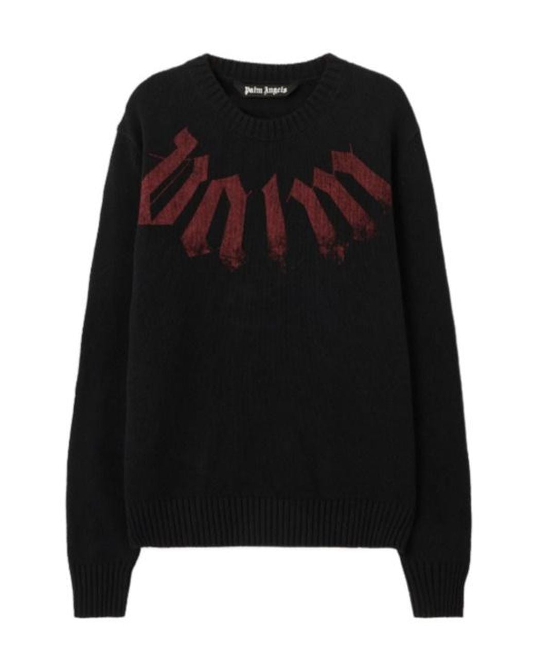 Palm Angels Black Logo Printed Crewneck Knitted Jumper for men