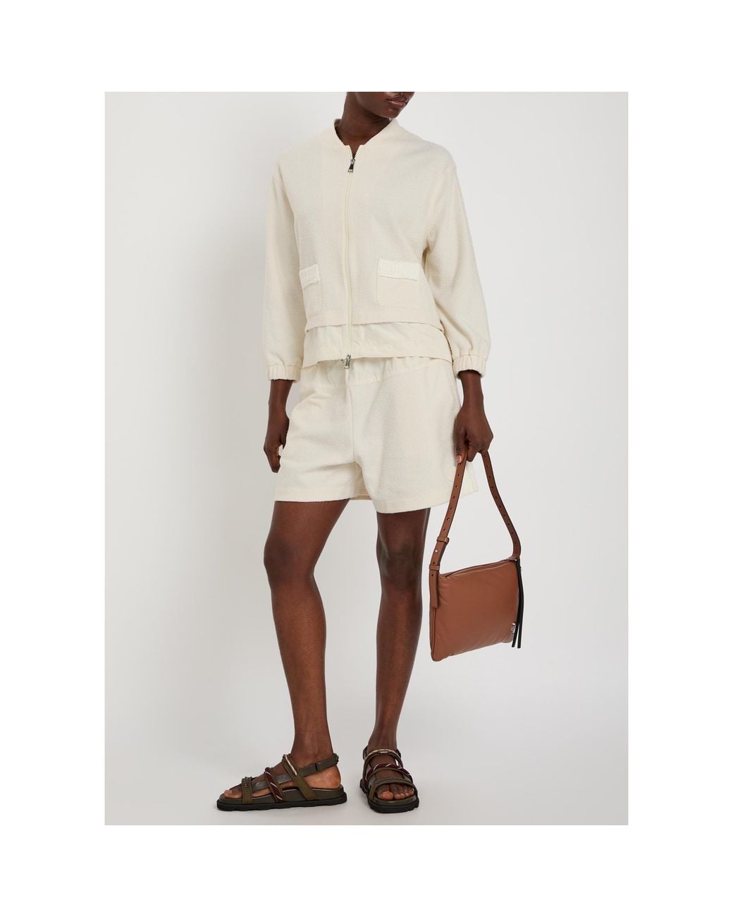 Moncler Natural Cotton Woven Shorts