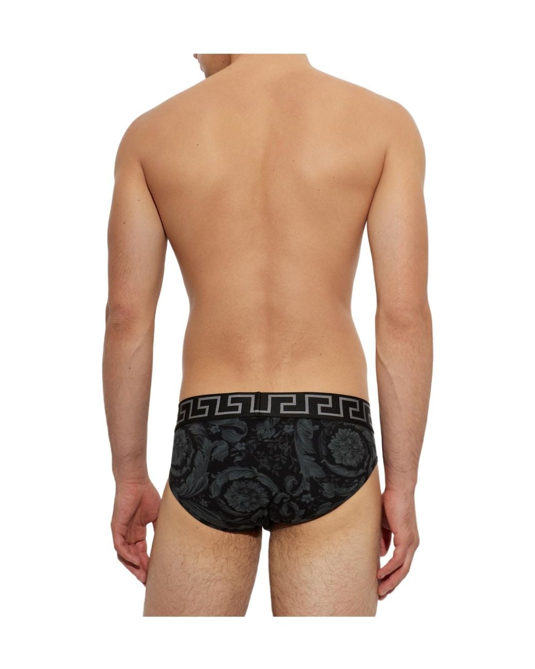 Versace Black Baroque Logo Briefs for men