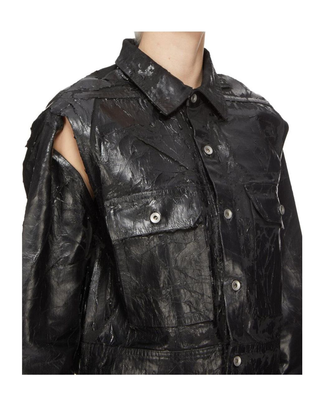 Rick Owens Black Drkshdw Fw26 Tower Cape Sleeve Cropped Outershirt