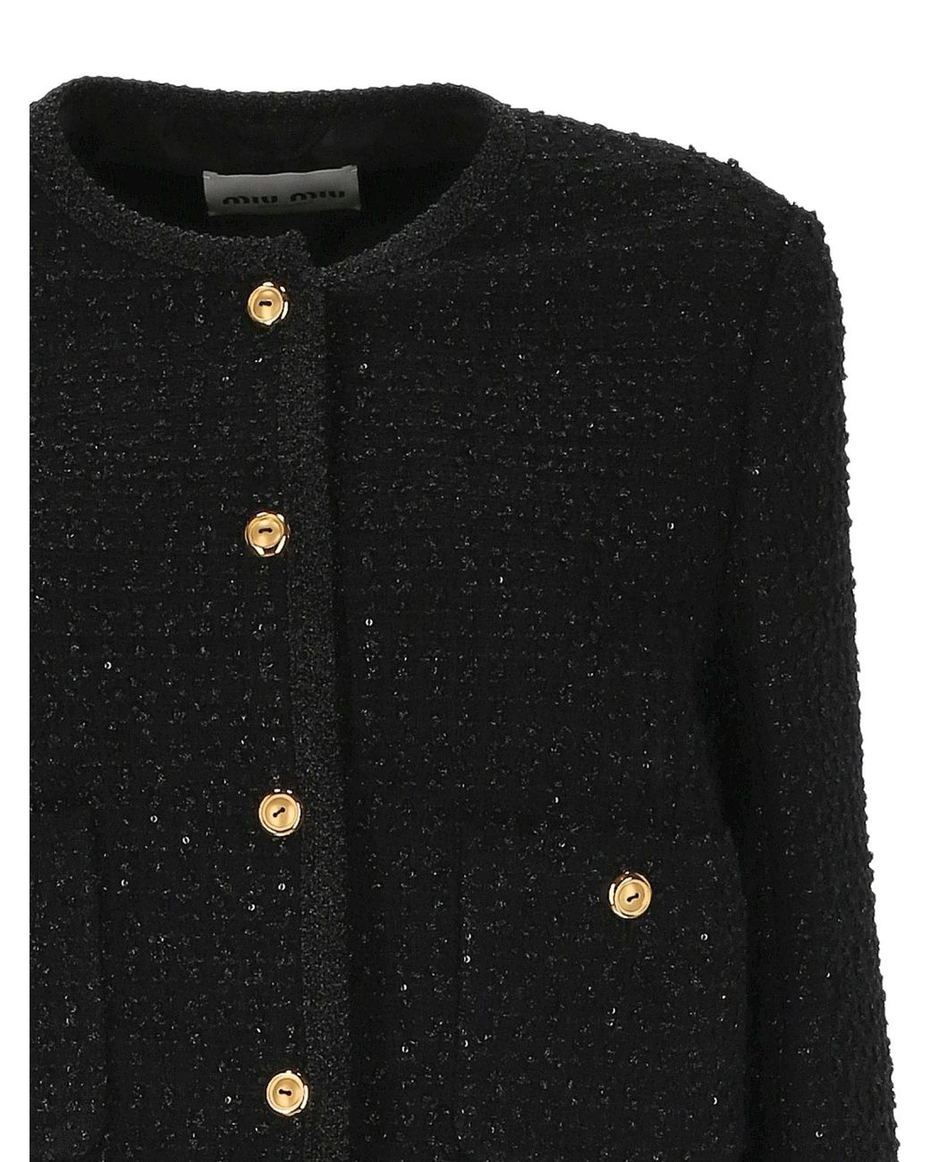 Miu Miu Black Button-Up Cropped Jacket