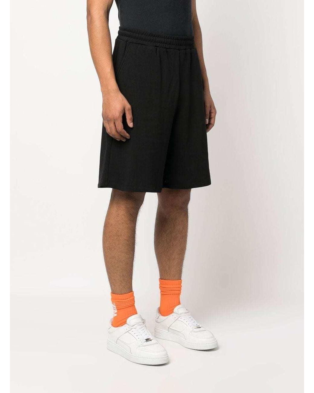 Barrow Black Logo Printed Straight Hem Shorts for men