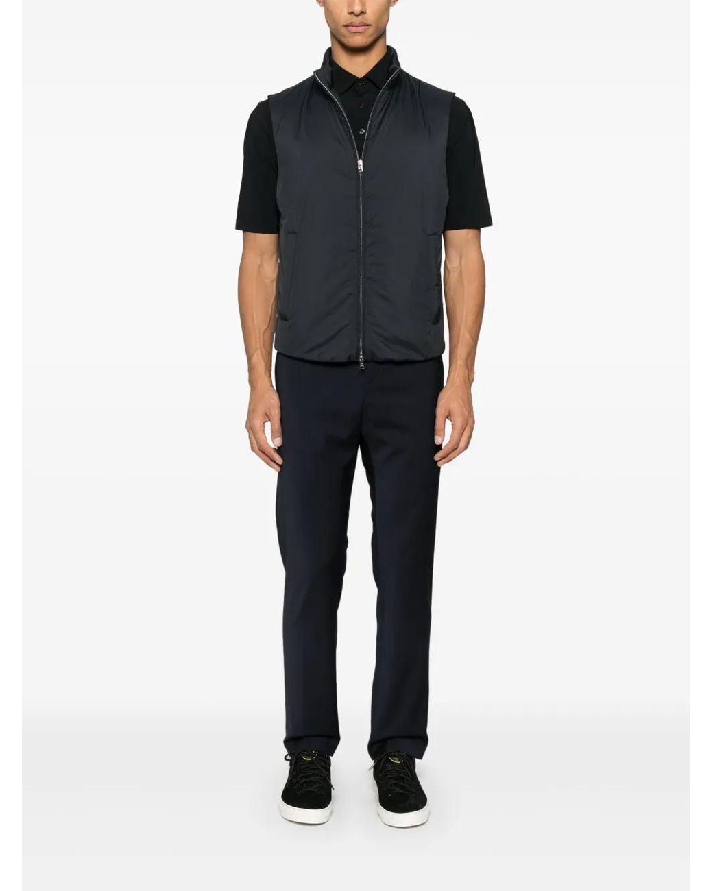 Herno Blue Zip-Up Sleeveless Gilet for men