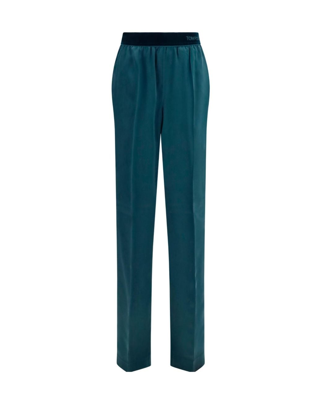 Tom Ford Blue Stretch Satin Wide-Leg Pants
