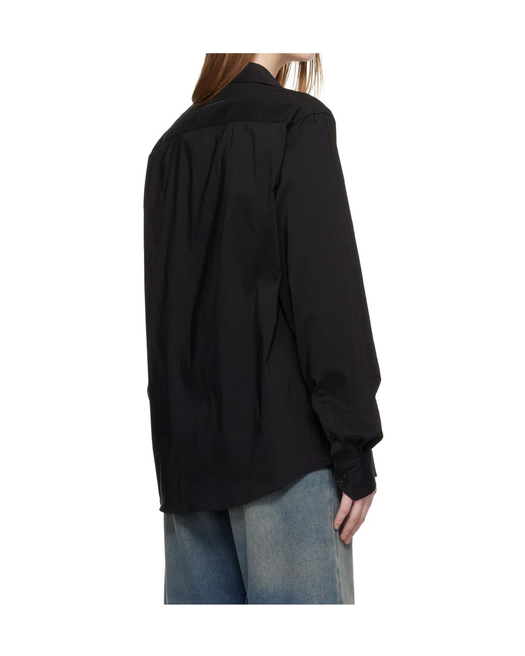 MM6 by Maison Margiela Black Long-Sleeved Collared Shirt
