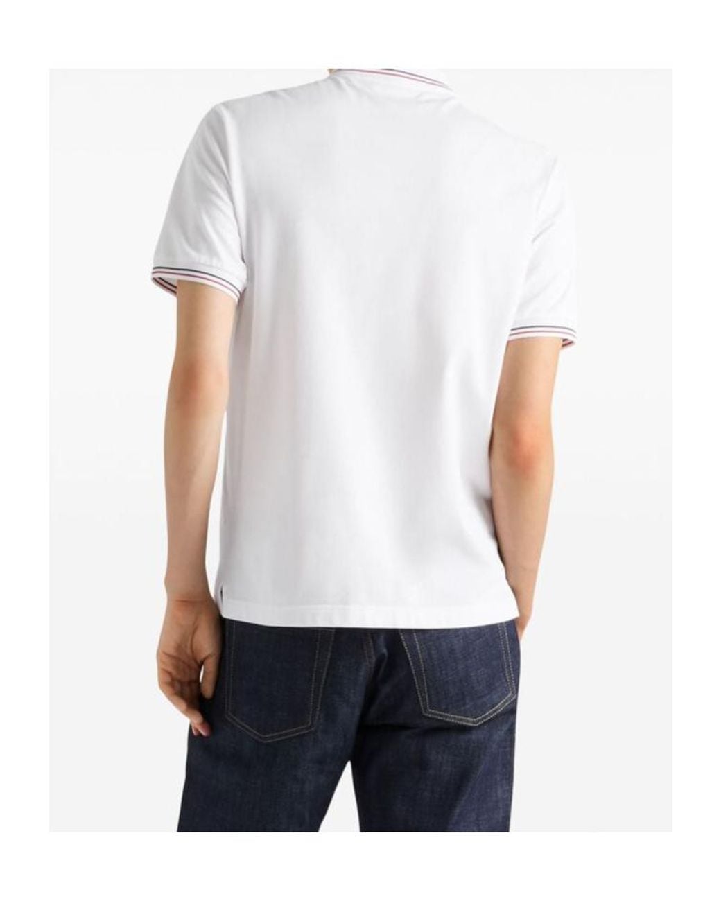 Prada White Logo Detailed Short Sleeved Polo Shirt for men