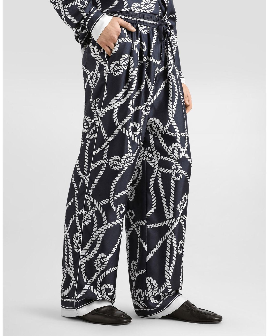Dolce & Gabbana Blue Silk Marina Trousers for men