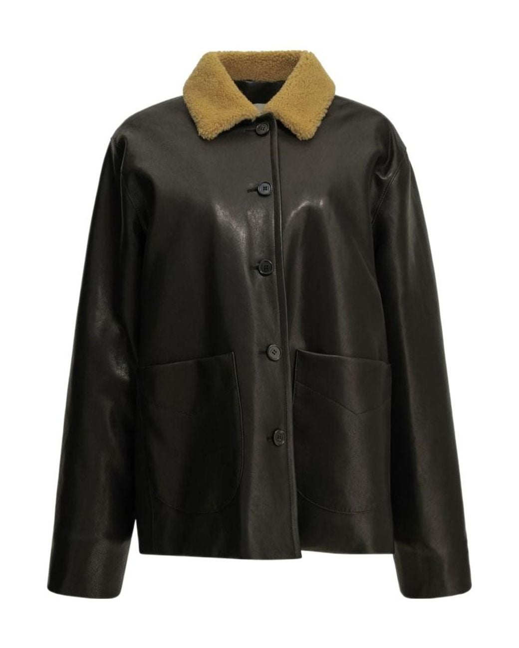 Khaite Black Shearling-Trimmed Leather Jacket