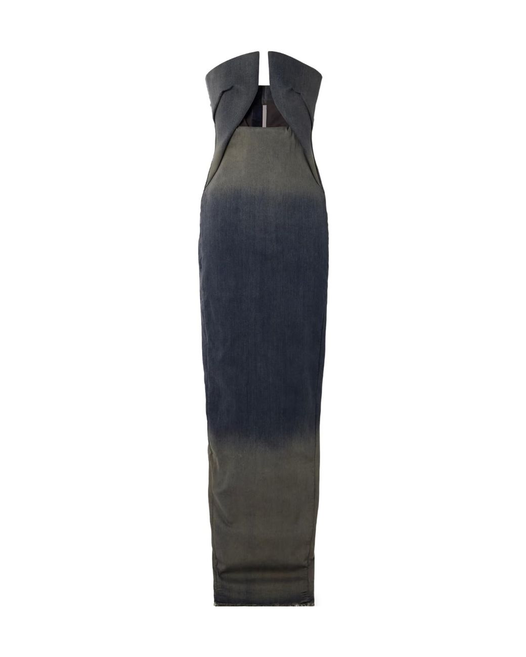 Rick Owens Blue Prong Strapless Dégradé Stretch-Denim Gown