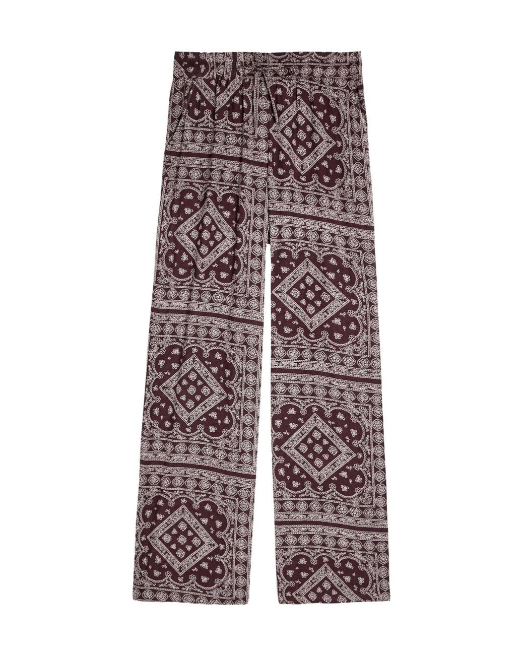 Veronica Beard Purple Cotton Relaxed-Fit Wide-Leg Trousers