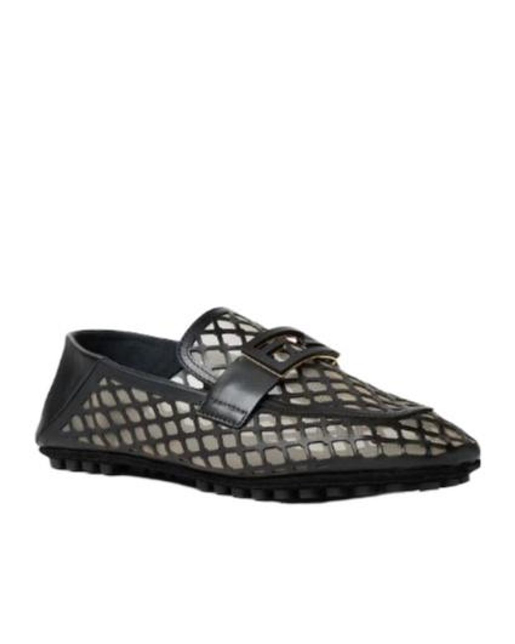 Fendi Black Tube Logo Flat Mules