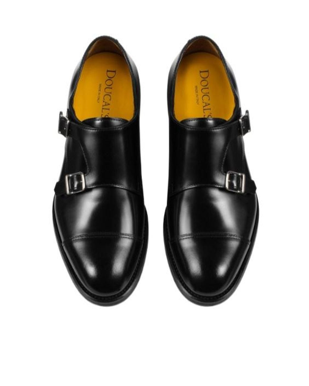 Doucal's Black Almond Toe Monk Shoes for men