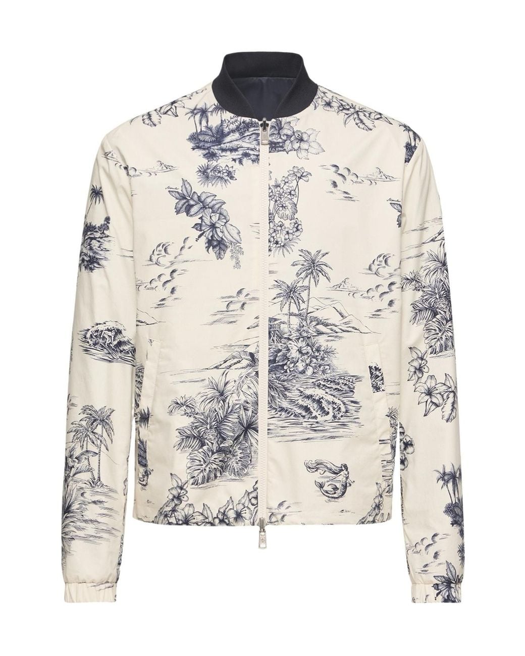 Moncler White Reversible Printed Poplin Jacket for men