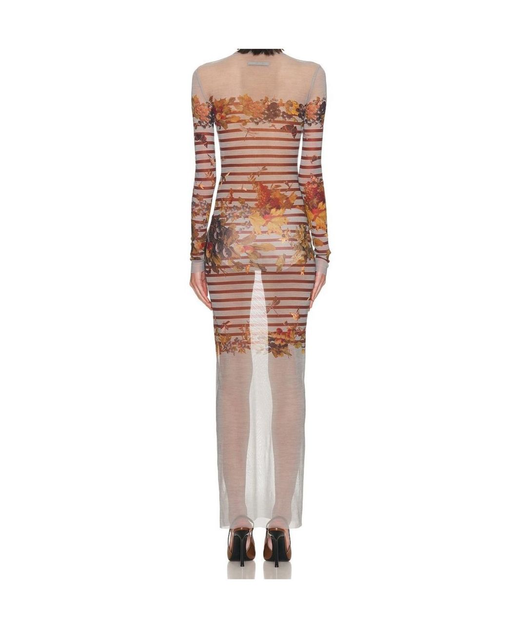 Jean Paul Gaultier White Striped Printed Maxi Dress