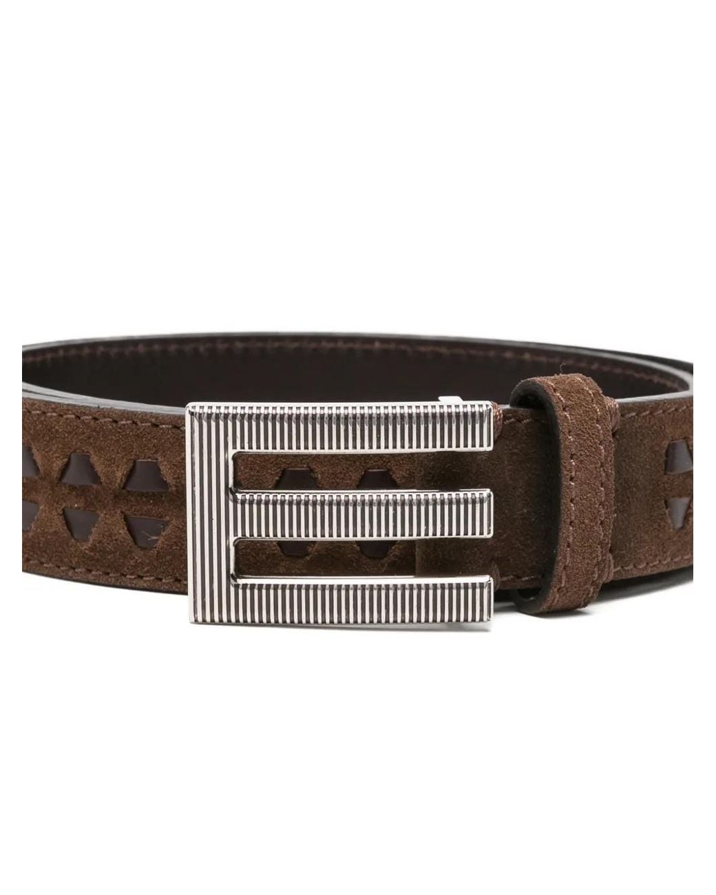 Etro White Logo-Buckle Leather Belt for men