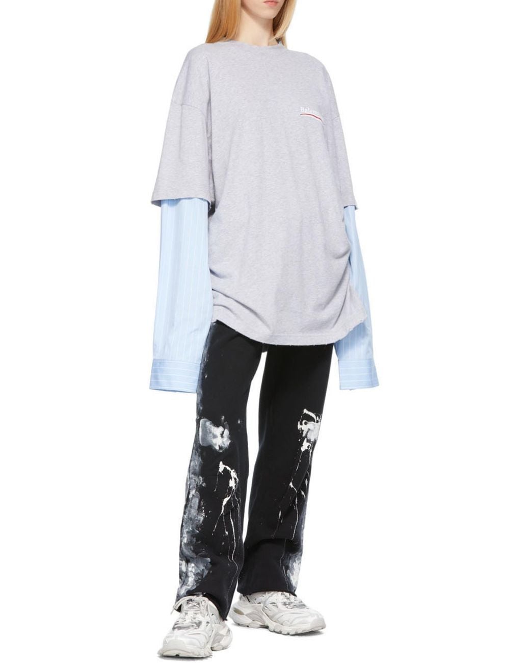 Balenciaga Gray T-Shirt Political Campaign Layered for men