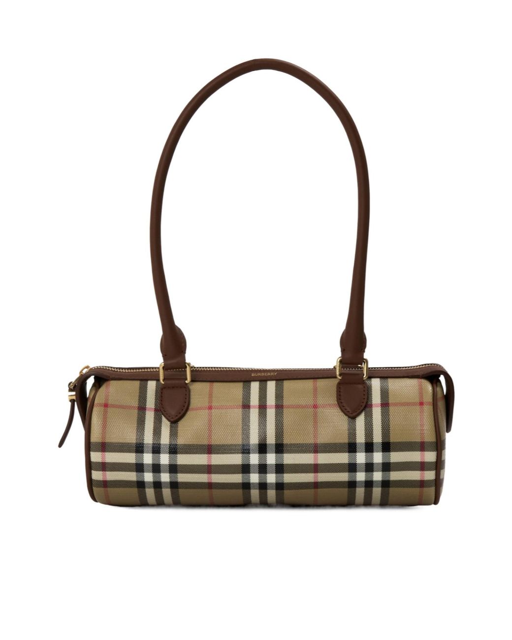 Burberry Metallic Checkered Cylindrical Handbag