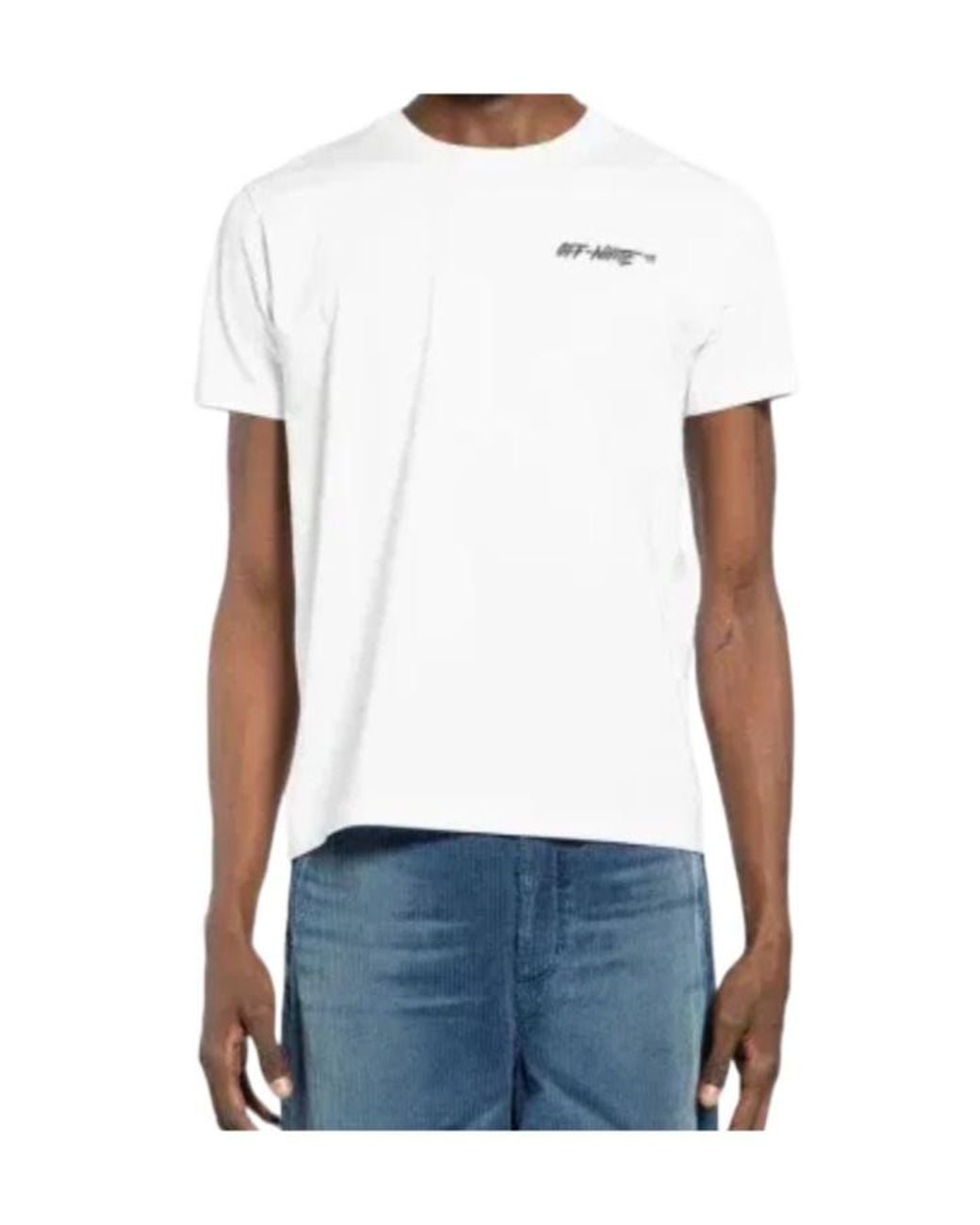 Off-White c/o Virgil Abloh White Logo Embroidered Crewneck T-Shirt for men