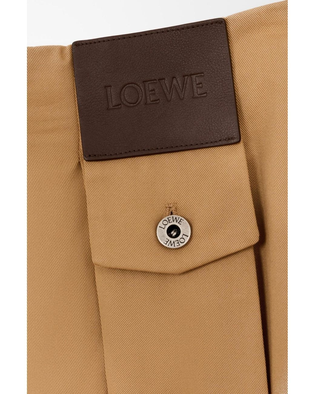 Loewe Natural Pleated Leather-Patch Trousers for men