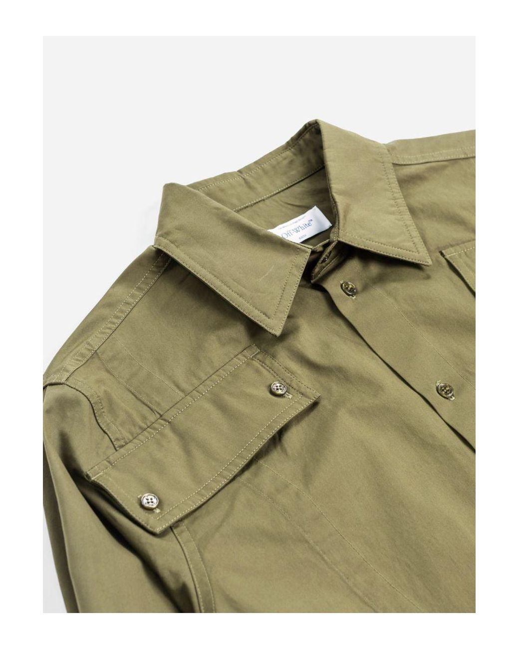 Off-White c/o Virgil Abloh Green Button-Up Long-Sleeved Shirt for men
