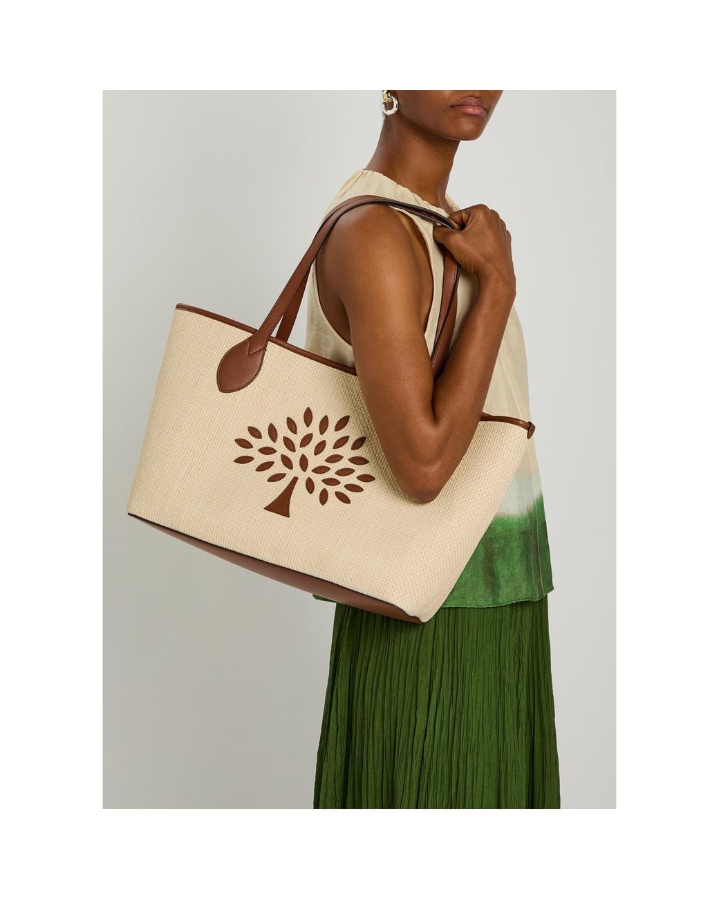 Mulberry Natural Straw-Woven Tote Bag