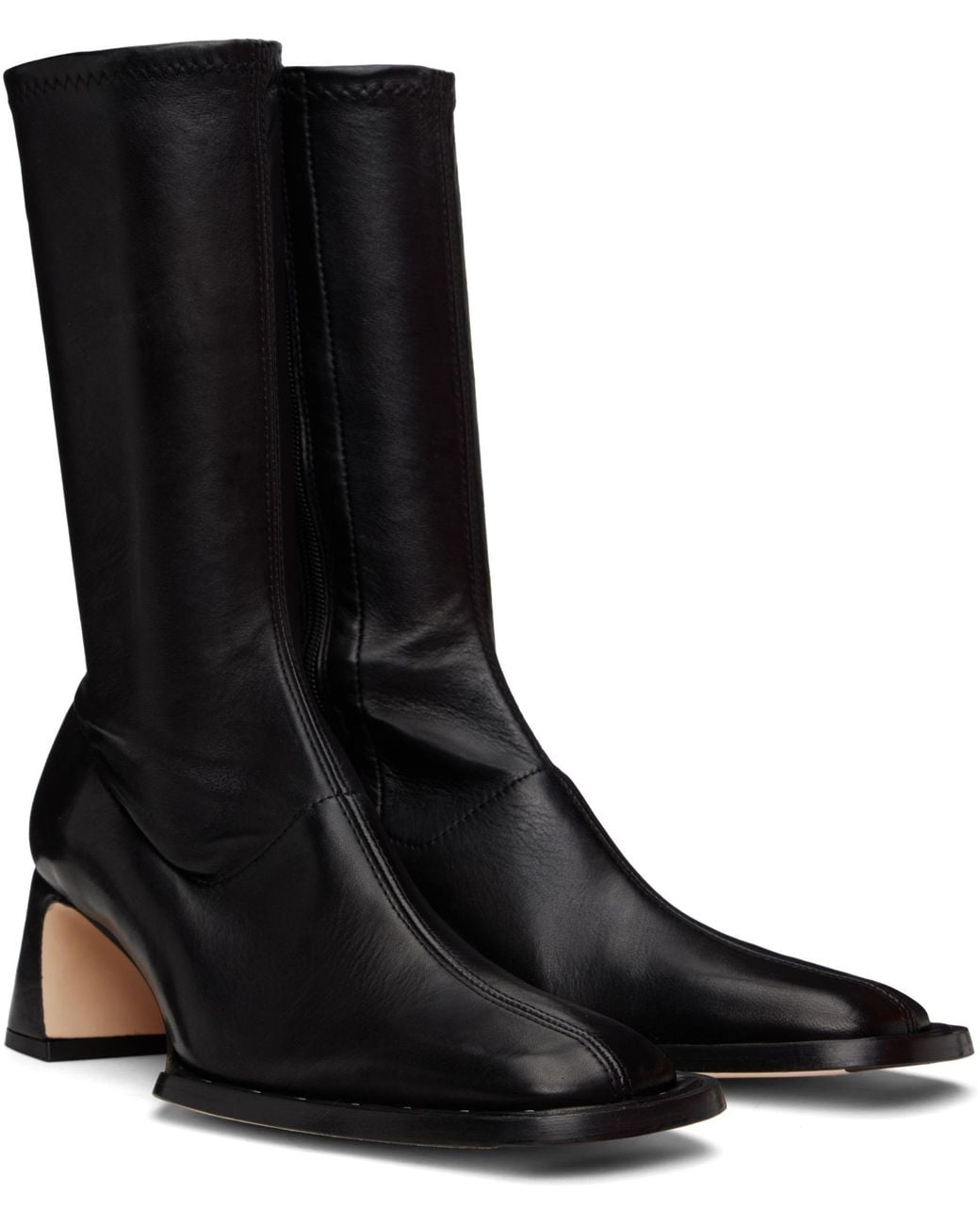 Miista Black Chastity Stretch Mid-Calf Boots