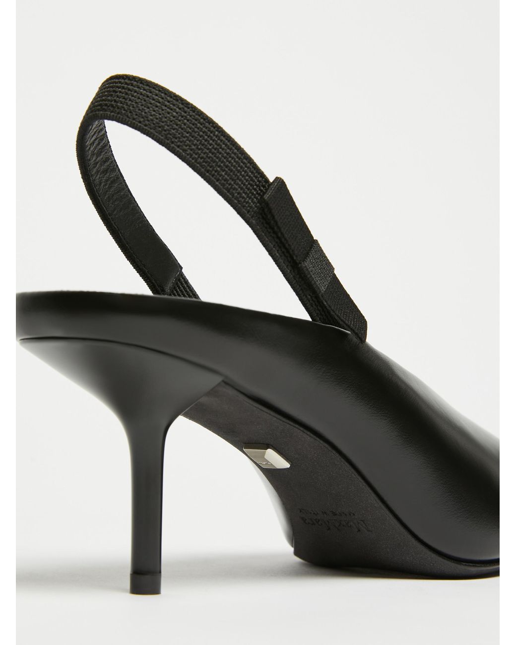 Max Mara Black Leather Slingback Mules With Bow