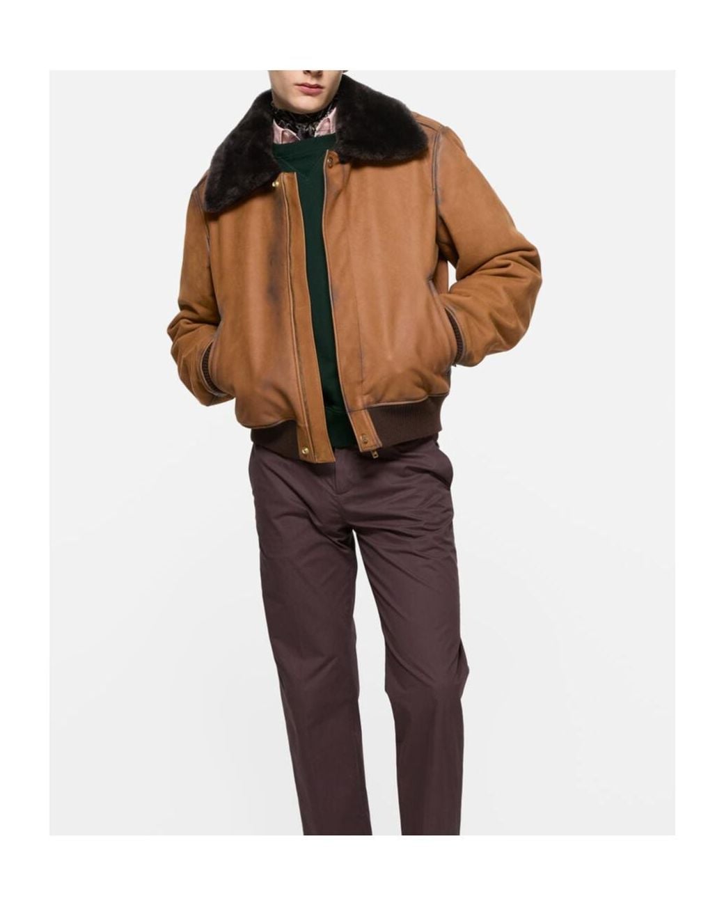 Acne Brown Suede Bomber Jacket for men