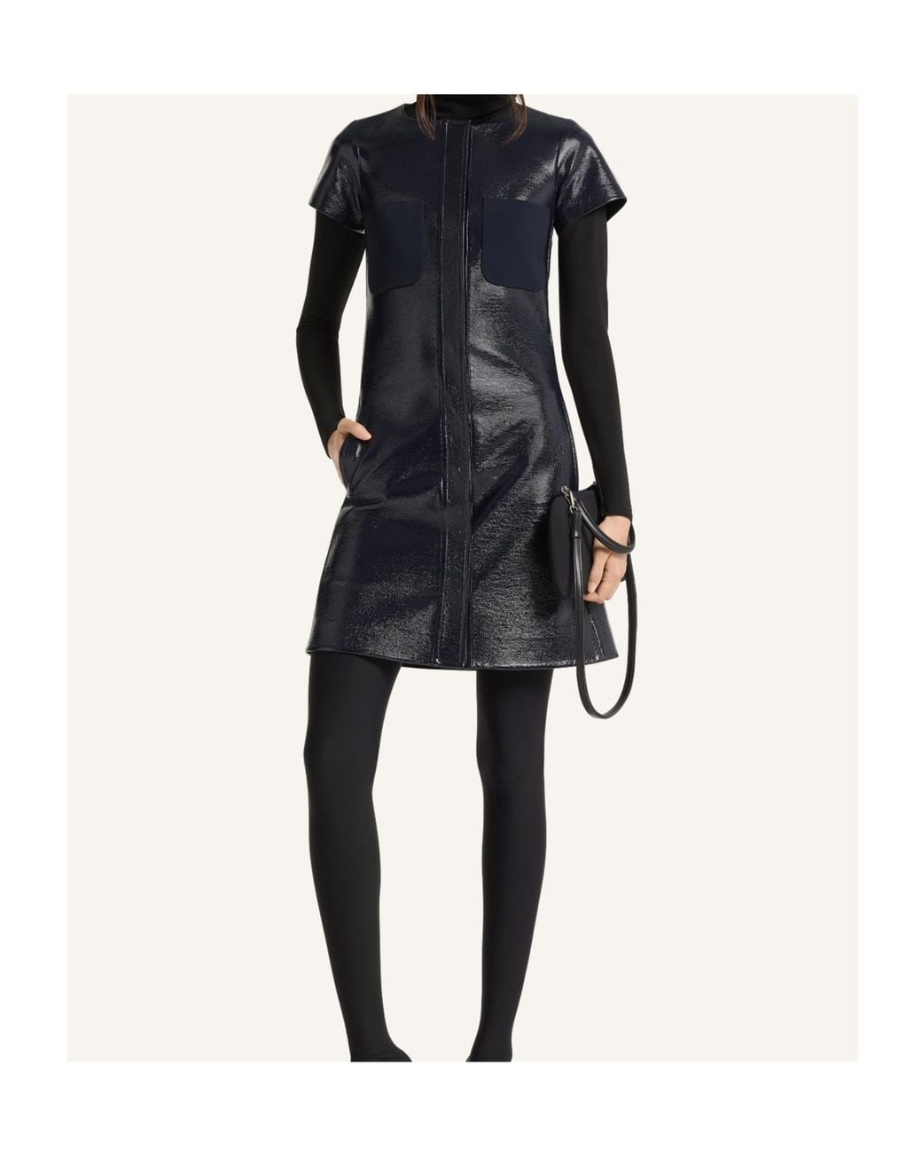 Courreges Black Vinyl Patch-Pocket Mini Dress