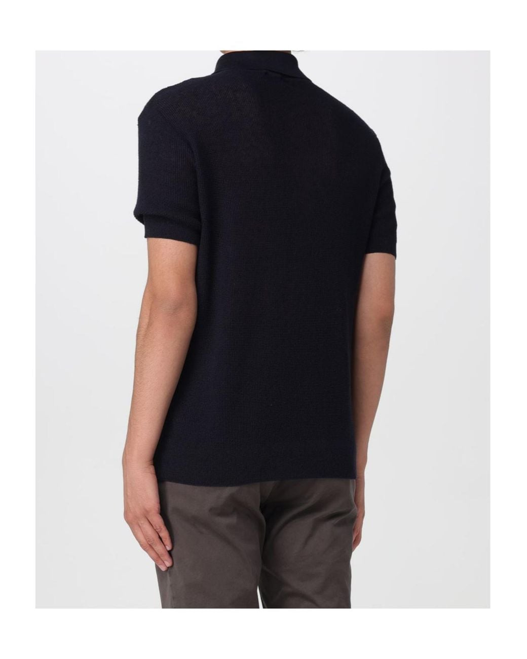 Barena Black Button Knitted Polo Shirt for men