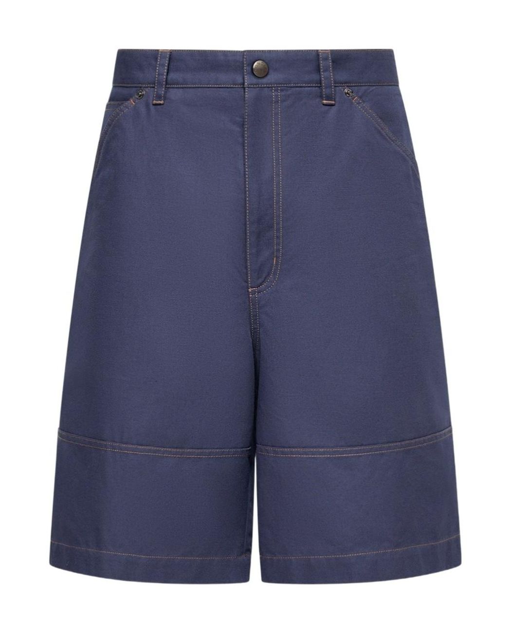 Moncler Blue Contrast-Stitch Denim Shorts for men