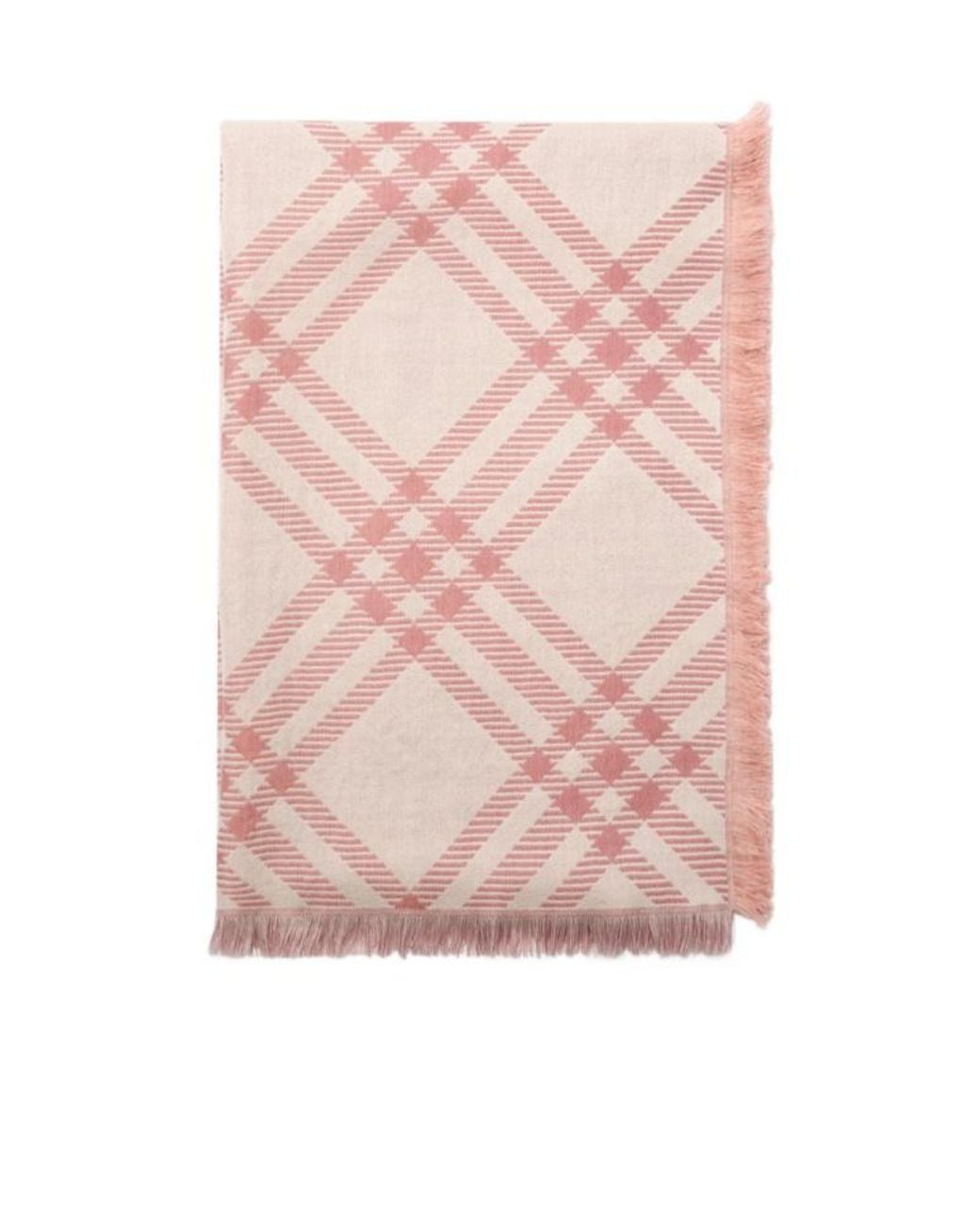 Burberry Pink Gradient Check Fringed Scarf