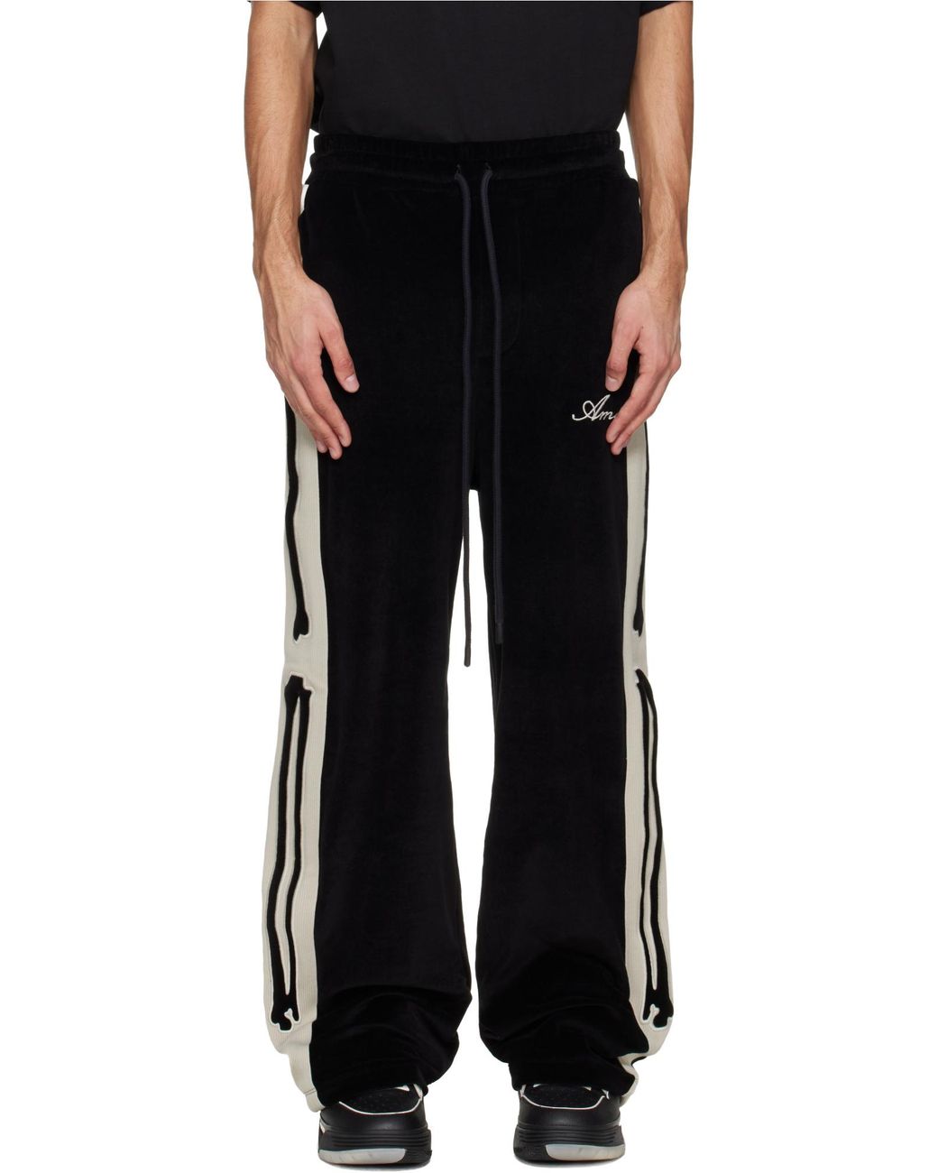 Amiri Black Bones Drawstring Track Pants for men