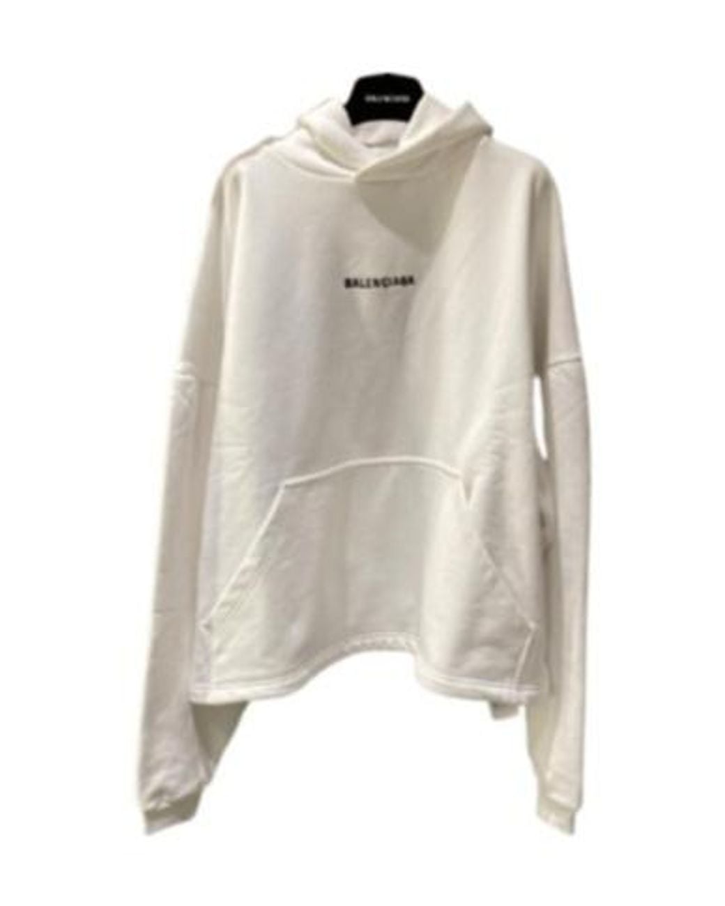 Balenciaga White Logo Embroidered Hoodie