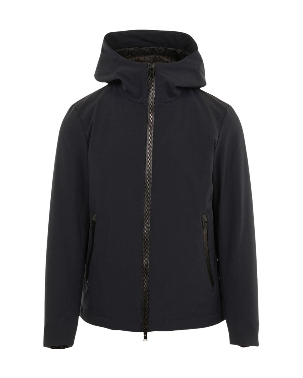 Woolrich Blue Hooded Zip-Up Coat for men