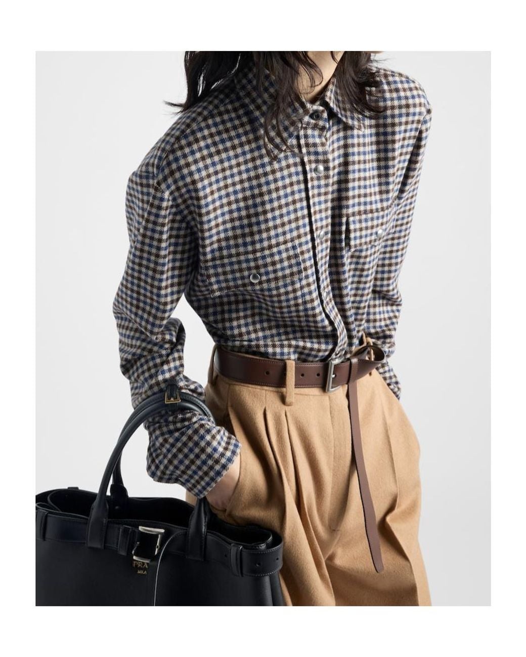 Prada Brown Button-Up Checked Shirt