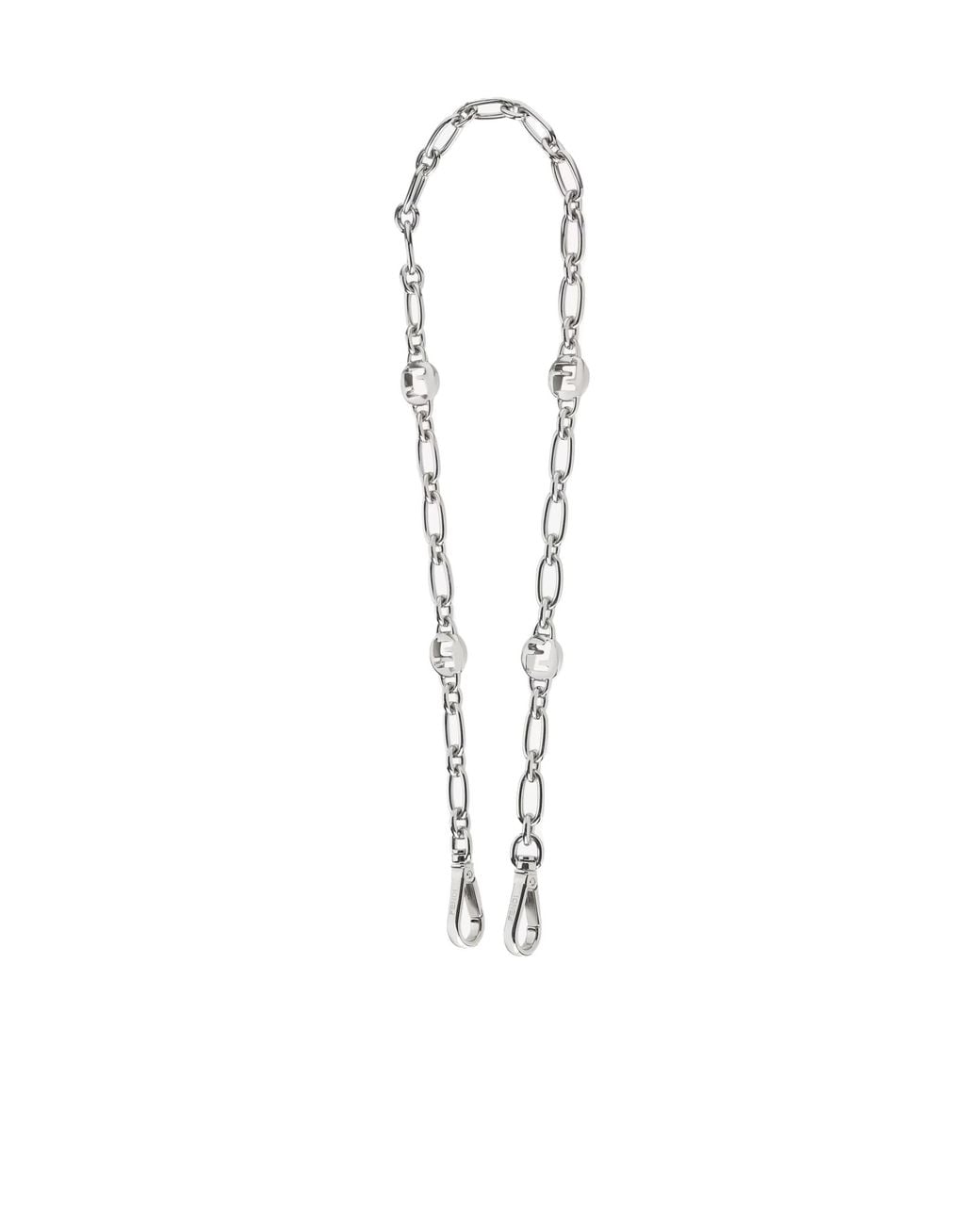 Fendi White Palladium-Colored Metal Shoulder Strap
