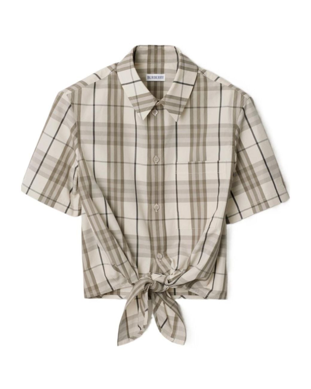 Burberry Natural Cotton Check Cropped Shirt