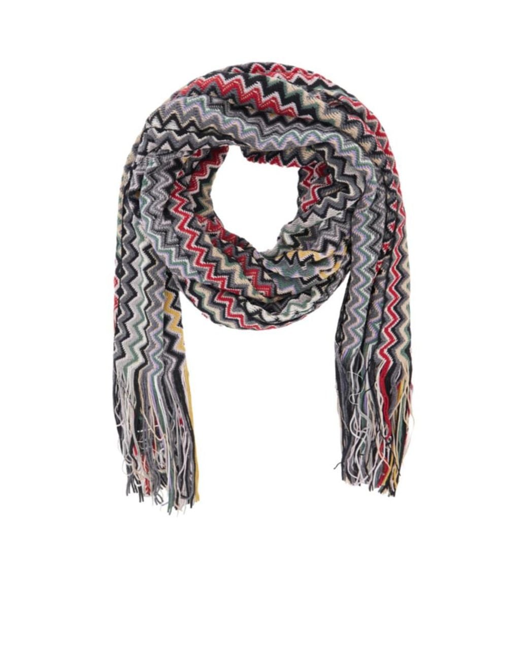Missoni Gray Zigzag Fringe Scarf for men