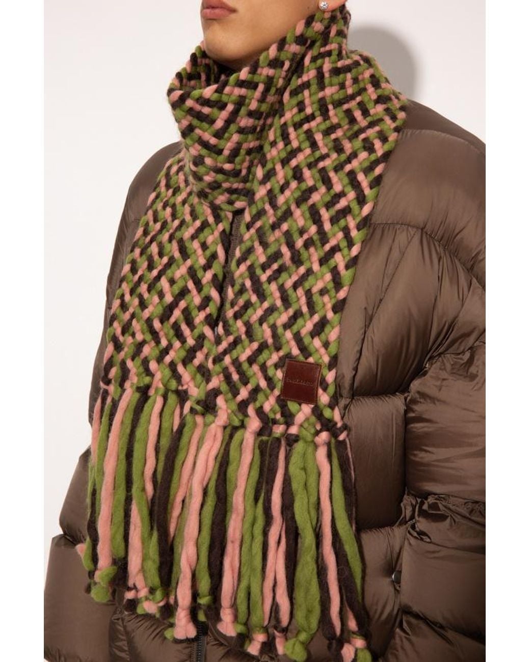 DSquared² Natural Logo-Patch Knitted Scarf for men
