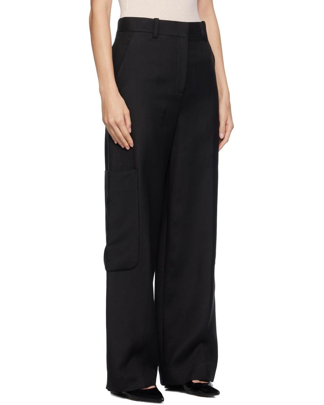 Khaite Black Caiton High-Waisted Straight Leg Trousers