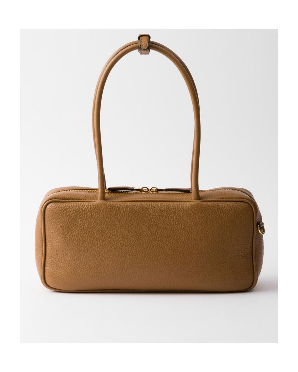 Prada Brown Triangle-Logo Zipped Shoulder Bag