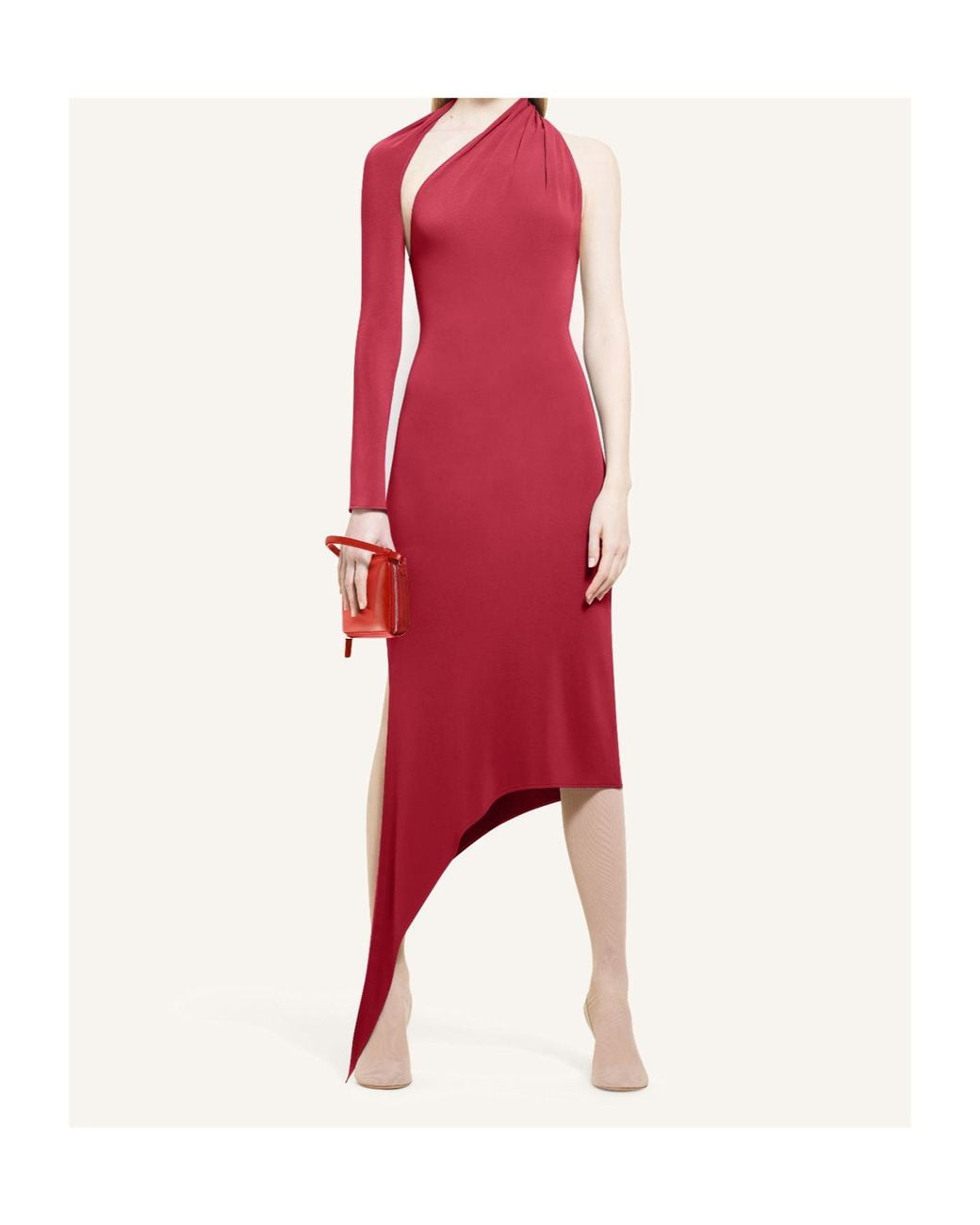 Courreges Red Slash Crepe Maxi Dress