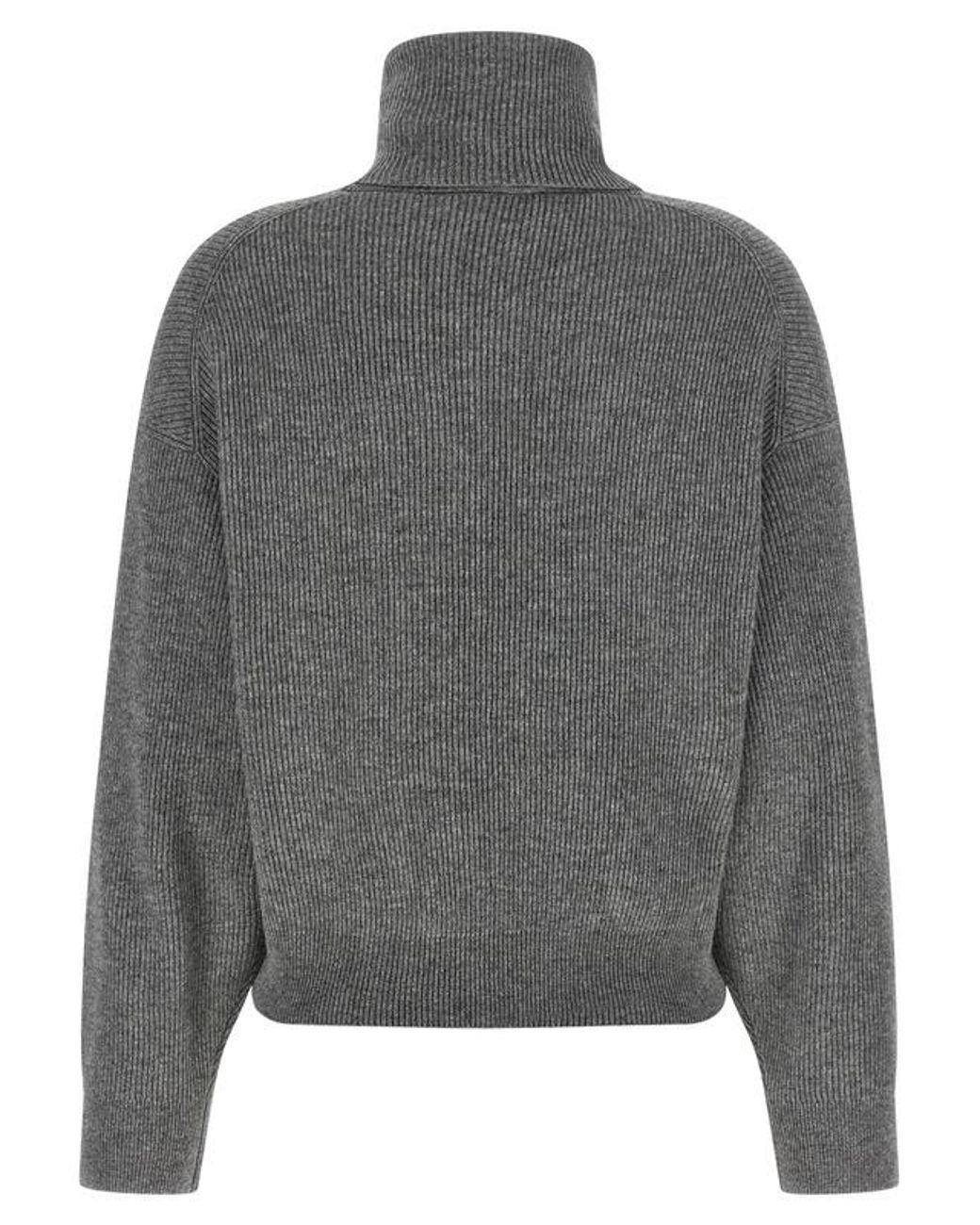 Brunello Cucinelli Gray Monile Ribbed Sweater
